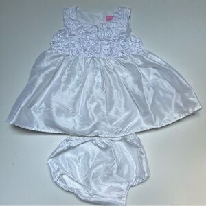 White Satin Diaper Cover Matching Dress Set for Christenings Church